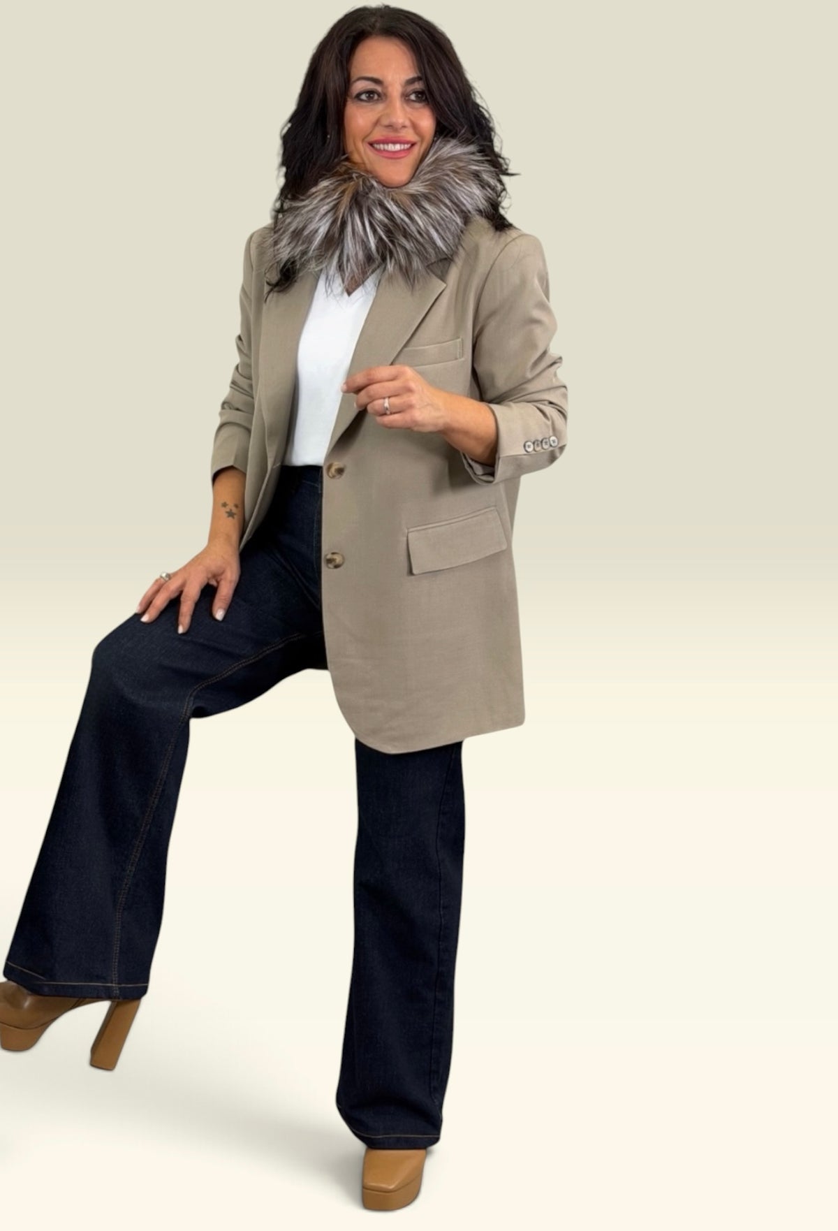 BLAZER NEW BOTON TAUPE