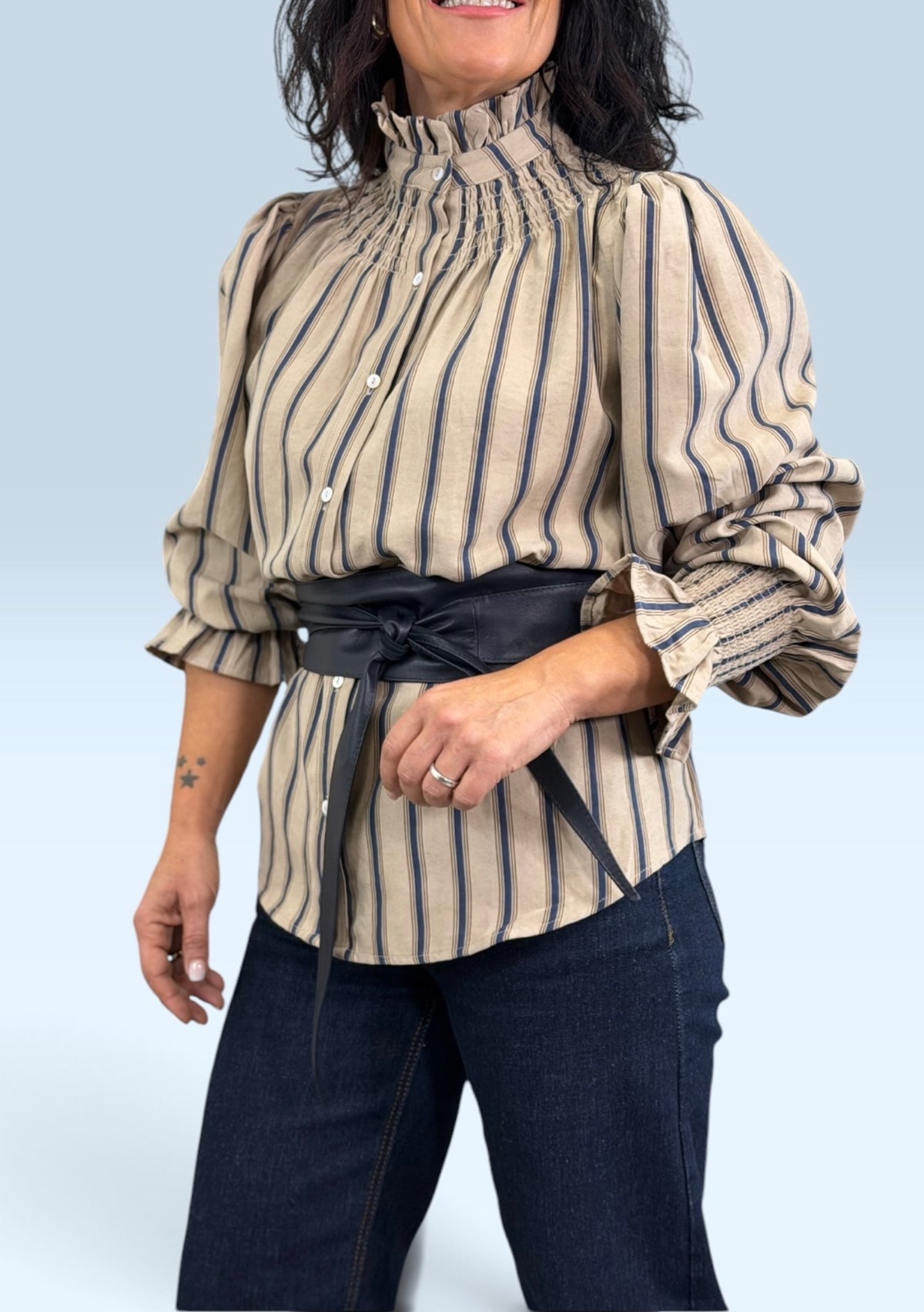 CAMISA MANGO MARINO